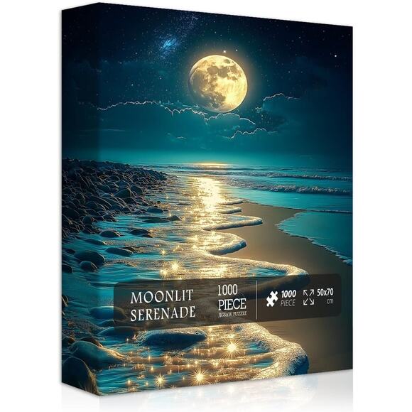Beach Jigsaw Puzzle 1000 Pieces, Ocean Moonlit Serenade Adult 50 x 70 New sealed - Picture 1 of 6